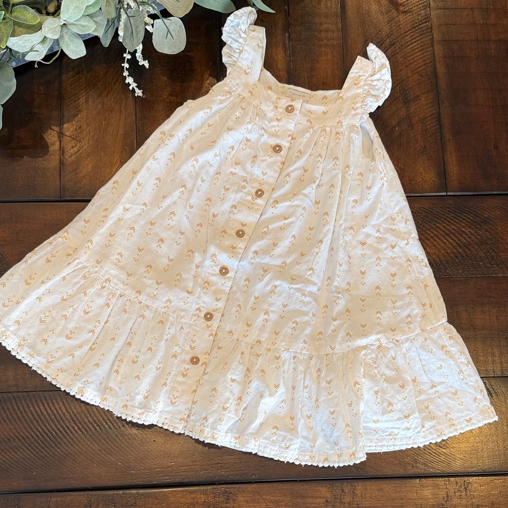 Tahari Cream and Gold Patterned Dress